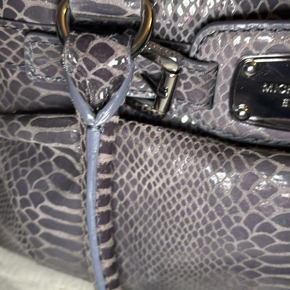 MICHAEL KORS | Python embossed‎ hamilton handbag in pewter - EUC